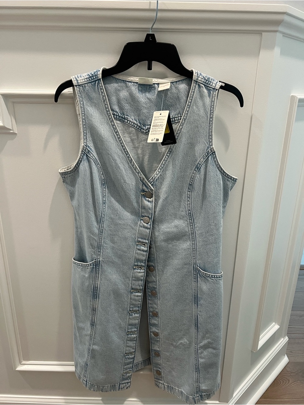 Levi's Light Blue Denim Button-Front Vest Dress